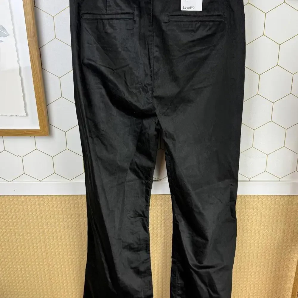 LEVEL 99 Percy Black Velvet Wide Leg Flare Trouser Pant - Size - 32 - NWT